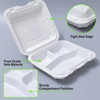 Boîtes alimentaires jetables de 8 pouces de qualité alimentaire pour la préparation des repas, les plats à emporter des restaurants, les boîtes bento à clapet avec couvercles articulés