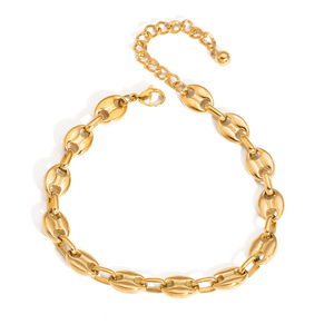 Chevillère géométrique en acier inoxydable <span class=keywords><strong>de</strong></span> haute qualité, chevillère exquise en forme <span class=keywords><strong>de</strong></span> <span class=keywords><strong>grain</strong></span> <span class=keywords><strong>de</strong></span> café, nez <span class=keywords><strong>de</strong></span> cochon, unisexe, bijoux <span class=keywords><strong>de</strong></span> mode populaires - Product Image 1