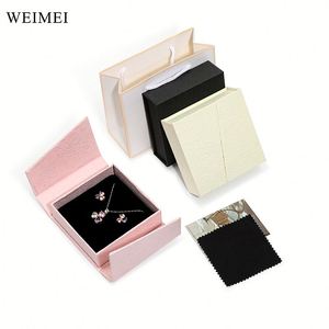 Magnetic Closure Clamshell Jewelry <b>Box</b> White <b>Black</b> Double Opening Gift <b>Box</b> for Bracelet Ring Necklace Packaging - Product Image 3