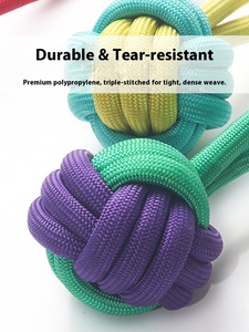Amazn sıcak satış köpek oyuncak düğüm halat topu Pet yün taşlama ve römorkö-of-savaş için yüksek Bite direnci köpek çiğnemek halat oyuncak - Product Image 2
