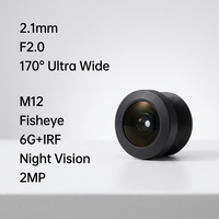 Objectif Fisheye M12 Ultra Grand Angle 170 Degrés 2.1mm F2.0 Musi Factory en Gros, Objectif de Caméra de Vision Nocturne 2MP 6G+IRF