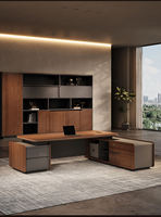 Ensemble de bureau de direction au design moderne, table de bureau en forme de L avec MDF et panneaux en bois, mobilier de bureau en bois