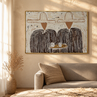 Grande Peinture à l'Huile Abstraite Faite à la Main Mintura, Portrait de Groupe de Cowboys, Art Figuratif, Décoration Murale, Art Western Texturé