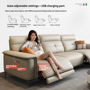 Muebles reclinables de lujo modernos sofá reclinable de esquina de cuero eléctrico conjunto de combinación de silla sofá reclinable de cuero para sala de estar - Product Image 6