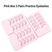 Lot de 5 paires de faux cils en fibres synthétiques avec bande en coton et palette en acrylique pour débutants – Fournitures d'entraînement pour la pose des cils