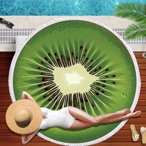 <span class=keywords><strong>Toallas</strong></span> de Playa Redondas <span class=keywords><strong>Personalizadas</strong></span> al por Mayor, de Lujo, de Microfibra de Algodón, con Borlas, para Hotel, <span class=keywords><strong>Piscina</strong></span>, con Estampado de Frutas - Product Image 5