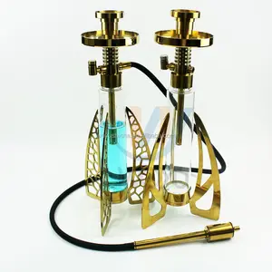 Shisha stainless steel mewah teknologi tinggi sheesha baru huka asap nargile emas hookah