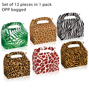 Nicro 12pcs Jungle Animals Party Decorations Leopard Print Birthday Gift Bags <strong>Safari</strong> Animals Favor Goodies <strong>Boxes</strong> for Baby Shower - Product Image 4