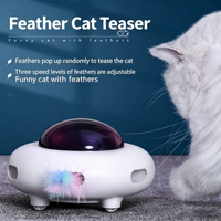 Jouet interactif intelligent pour chat Elecpet : Jouet traîneau UFO pour animaux de compagnie, avec plumes interchangeables, rechargeable par USB, pour l'entraînement et la chasse