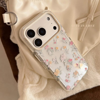 Coque de téléphone TPU effet Nuit Étoilée pour iPhone 17/16/15 avec support magnétique, design dessin animé, finition mate, or et bleu frais
