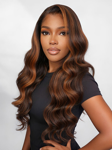 Perruque en cheveux humains <span class=keywords><strong>M</strong></span> Hairline Highlight Orange Body <span class=keywords><strong>Wave</strong></span> 13x4 HD Lace, densité 180%-250%, prête à porter, avec dentelle frontale fondue - Product Image 1