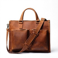 Sac à main en cuir véritable pour homme, sac messager Crazy Horse, sac vintage pour le travail et les voyages