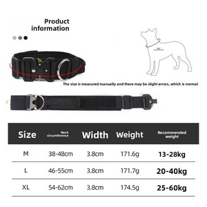 طوق تكتيكي مقاوم للانفجار ومقاوم للسحب للكلاب متوسطة/كبيرة الحجم مع إغلاق بمشبك - Product Image 3