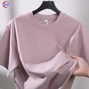 Yinwholesale toptan yüksek kalite 240g 100% pamuk Unisex Tee gömlek özel t shirt baskı boş tshirt spor kısa kollu Tee