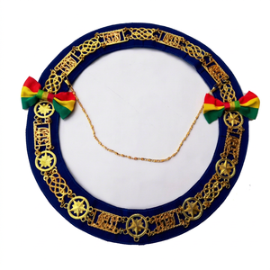 Collar de Cadena Gran Maestro para Regalia Masónica, Bordado Artesanal con Cinta/Terciopelo/Cuero, Punto de Cruz, Trabajo de Aguja - Product Image 1