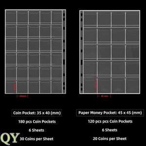 Álbum para Colección de Monedas QY Resistente al Fuego, Libro de Almacenamiento de Monedas con 300 Bolsillos, Estuche Portátil para Monedas para Coleccionistas - Product Image 5