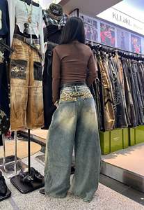 Vintage Washed Wide Leg Jeans for Women Denim Baggy Pants High Waist Streetwear Trousers - Product Image 5