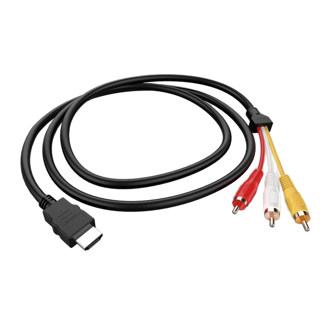 1.5m All-copper hdmi to Rca Cable Gold Plated, HDMI to AV Cable and Red White and Yellow Lotus HD Audio & Video Cable