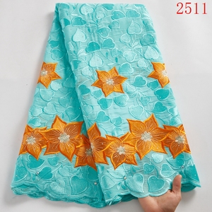 Tissu en dentelle africaine bleu nigérian, dentelle <span class=keywords><strong>suisse</strong></span> en voile, tissu brodé en voile, tissus suisses pour robes, textiles 2511 - Product Image 5