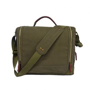 Sac à bandoulière pour appareil photo reflex numérique homme, en toile verte, multifonctionnel, avec insert amovible, style vintage, fabriqué en usine BSCI, pour ordinateur portable. - Product Image 2
