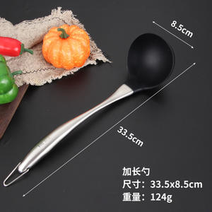 Stainless Steel <b>Silicone</b> Kitchen Tool Set 2 Piece Soup Ladle And <b>Spatula</b> Food Grade Non Stick High Heat Resistant - Product Image 4