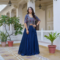 Ensemble Lehenga Choli Koti Pure Vichitra Naturel Brodé Vintage Séchage Rapide pour Femme – Idéal Toutes Saisons et Événements