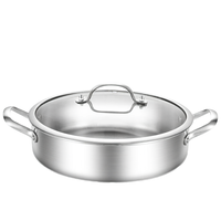 Großhandel SS201 Edelstahl-Kochgeschirr-Set mit Glasdeckel, Induktionsgeeignet für Familien und Haushalte