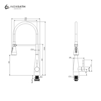 Robinet de cuisine à trois voies en acier inoxydable 304 avec bec flexible magnétique et tube en silicone pour eau chaude et froide