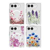 Coque de téléphone transparente antichoc en PC rigide avec motif floral magnétique, papillon et cœur attrayant pour iPhone 18 Duo Fold Pro Max 16 Plus 17