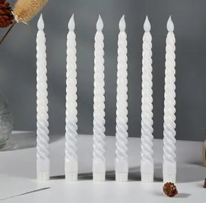 圣诞婚礼装饰电池供电3D灯芯闪烁螺旋电动发光二极管锥形蜡烛