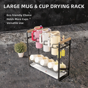 Escurridor de Tazas de Doble Nivel de Gran Capacidad, Multifuncional, con Aislamiento Térmico, de Metal, con Drenaje, para Fregadero de Cocina, Magnético - Product Image 2