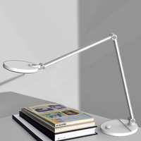 Lampe de bureau LED DC à bras flexible et intensité variable en continu, design contemporain simple, protection oculaire, en ABS, pour lecture, bureaux et études