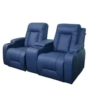 Ev sineması koltukları deri elektrikli recliner özelliği ile üst kanepe oturma odasında şarap bardağı tutucu ve tepsi masa