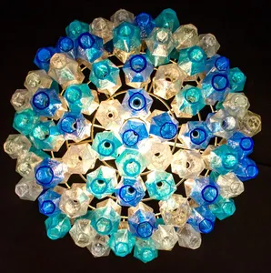 Lustre Poliedri de couleur saphir en verre de Murano bleu clair pour décoration d'intérieur moderne et légère - Product Image 6