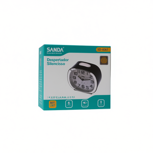 Sanda Silent Alarm <b>Clock</b> 12x10x5.5cm Black <b>White</b> Red Silver Color Options For Bedroom Use - Product Image 2
