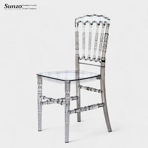 Chaise Napoléon élégante en résine transparente grise pour événements de mariage modernes et sièges de banquet de salle de bal d'hôtel de luxe - Product Image 2