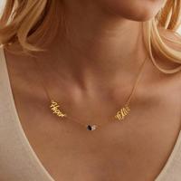 Collar con Nombre Personalizado y Colgante de Piedra de Nacimiento, Acero Inoxidable, Forma de Pera, Zirconia 5A, Resistente al Agua, Hipoalergénico, Regalo para Mujer