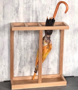 <span class=keywords><strong>Porte</strong></span>-parapluies en <span class=keywords><strong>bois</strong></span> ajouré pour entrée, style ferme, avec panier de rangement - Product Image 3