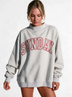 Sweater Mockneck Wanita Gaya Asimetris Polka Dot Katun Fleece Longgar Streetwear Kasual Pullover Atasan