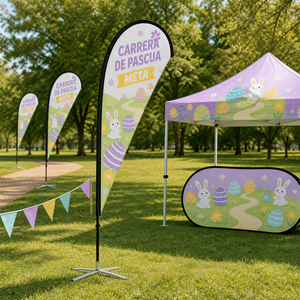 Drapeau publicitaire personnalisé en forme de larme, double face, en polyester, pour la promotion des concessionnaires automobiles, impression de logo OEM, livraison rapide directe d'usine - Product Image 2