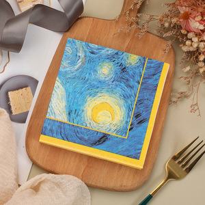 Van Gogh Starry Night Printed Paper Napkin 250x250cm Three-Layer Superior Quality Themed Party Decoration - Product Image 4