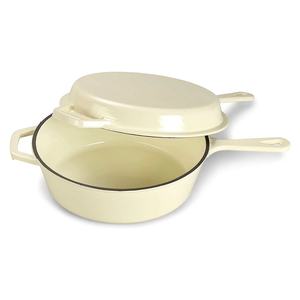 <span class=keywords><strong>Olla</strong></span> Holandesa de <span class=keywords><strong>Hierro</strong></span> <span class=keywords><strong>Fundido</strong></span> Esmaltado Blanco con Doble Asa, <span class=keywords><strong>Olla</strong></span> Profunda para Uso Versátil en la Cocina, para Hornear Pan, Sopa y Caldos - Product Image 2