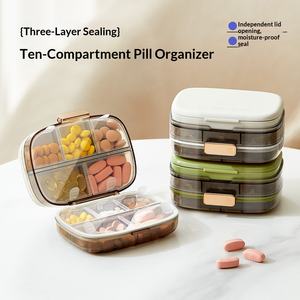 Vente en gros de boîtes à pilules portables à 10 compartiments, organiseur de médicaments, distributeur de pilules, petit conteneur pour une semaine - Product Image 5