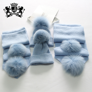 De moda de piel de zorro pompón sombrero para niños y adultos de <span class=keywords><strong>lana</strong></span> suave gorros - Product Image 6