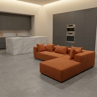 Canapé-lit modulaire en tissu velours côtelé Amperui, design moderne en forme de L, confortable, pour salon et chambre à coucher