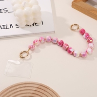 Bunte Runde Perlen-Armbandkette, Schillernde Farbverlauf-Perlenschnur, Kurzes Handy-Umhängeband, Taschen-Handtaschen-Anhänger