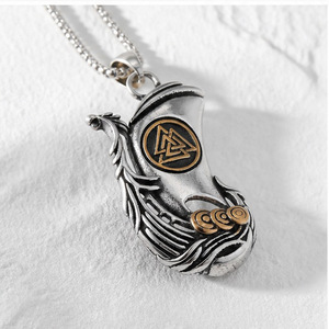 yunnique Viking Ship Pendant Necklace Stainless Steel Unisex Gift Jewelry Geometric Wings Design JD215 - Product Image 3