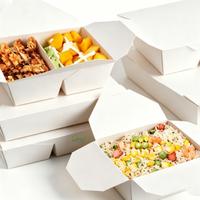 Boîte à lunch jetable en papier, compartimentée, avec revêtement PE anti-graisse, pliable, pour plats à emporter, bento, salades, poulet frit, repas légers, street food, pique-nique