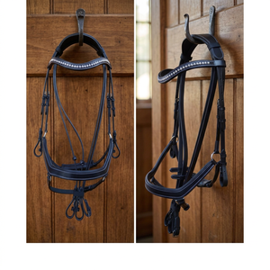 Micklem Style Premium Anatomic Horse Brida Tambor vegetariano Cuero teñido con cristales para entusiastas de la equitación - Product Image 1