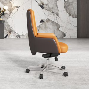 Silla de Oficina Ejecutiva de Cuero Genuino, Giratoria, Reclinable, con Función de Masaje, Silla de Cuero para Restaurante - Product Image 3
